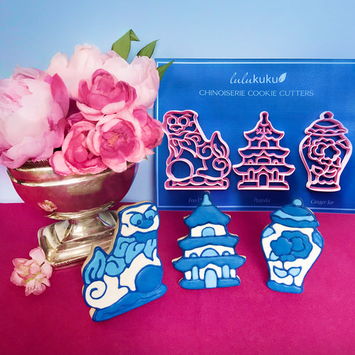 Chinoiserie Detail Cookie Cutters - Foo Dog - Pagoda - Ginger Jar