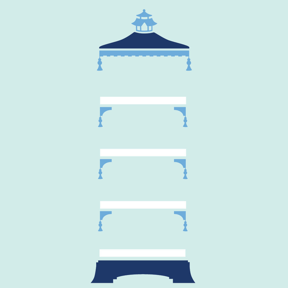 Navy and Sky Pagoda Blue and White shelf set