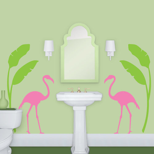Flamingo and Palm Wall Mural Decal Set