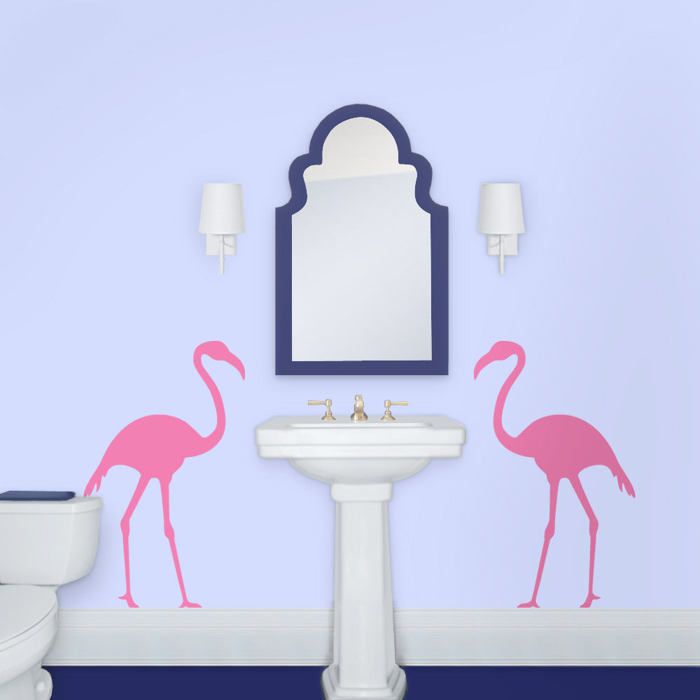 Flamingo bathroom pink and navy